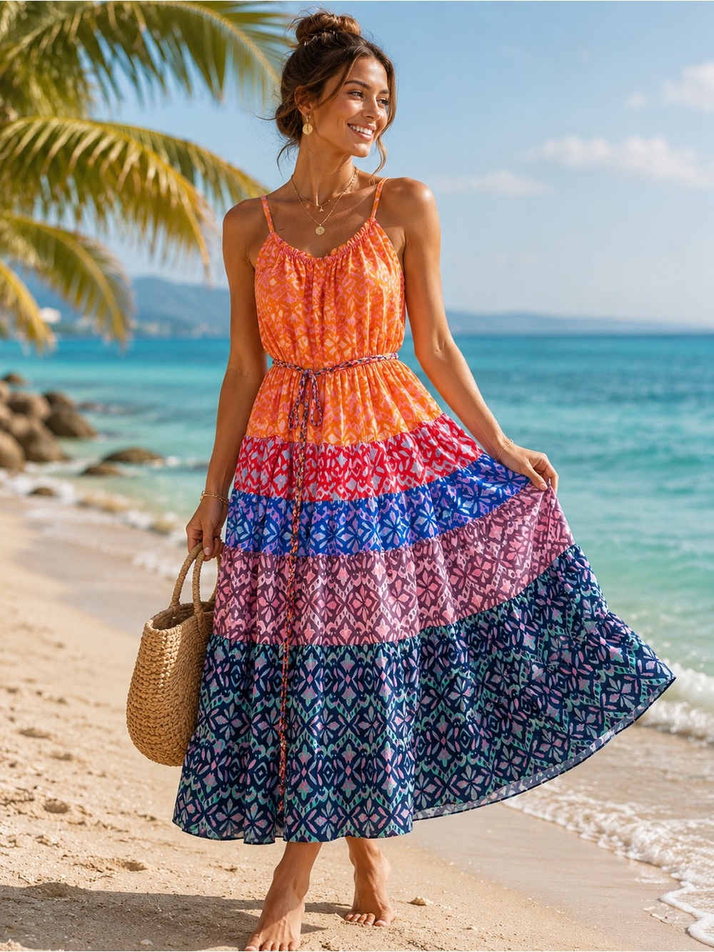 Xirena Viv Fiesta Tiered Ruffle Cotton Silk Maxi Dress